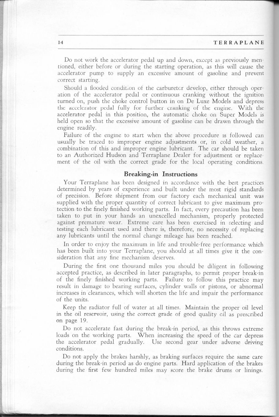 1937 Hudson Terraplane Owners Manual Page 26